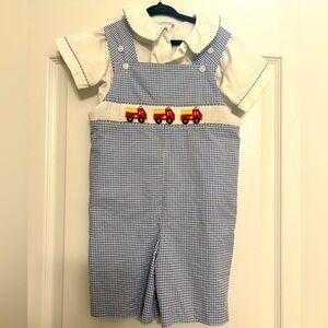 Boys 4T Vive Le Fete Smocked 4T Firetruck Jon Jon